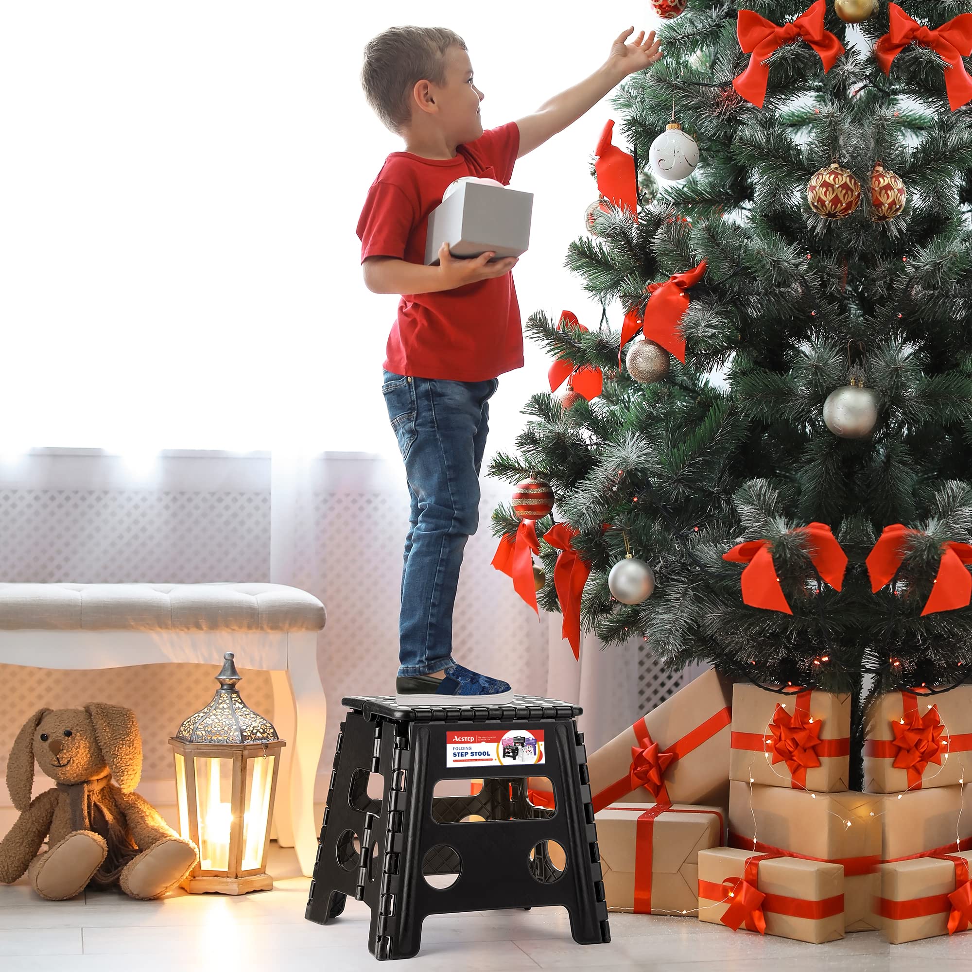 ACSTEP folding step stool open at 13 inches for easy reaching tasks