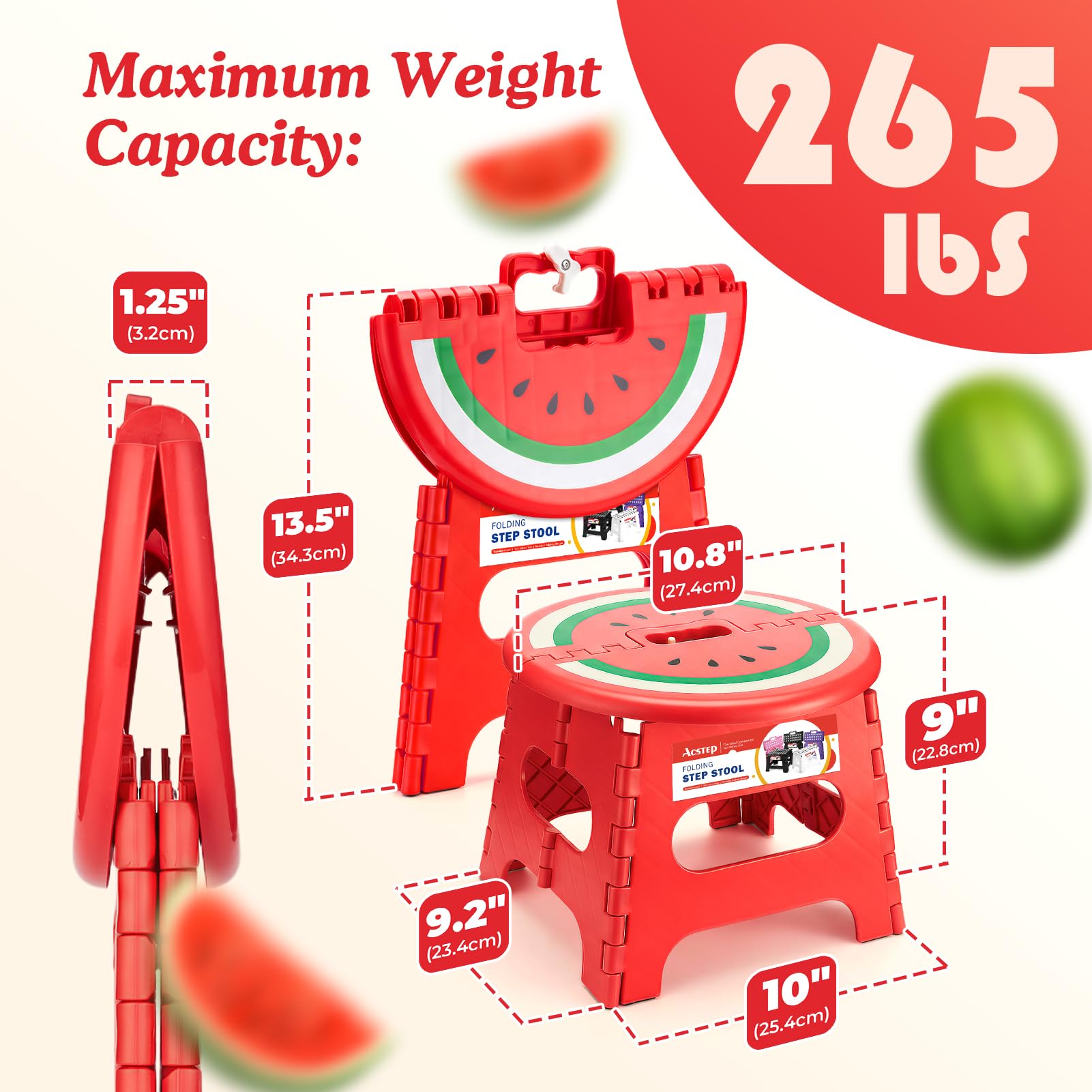 ACSTEP fruit print design stool adds fun while helping with chores.
