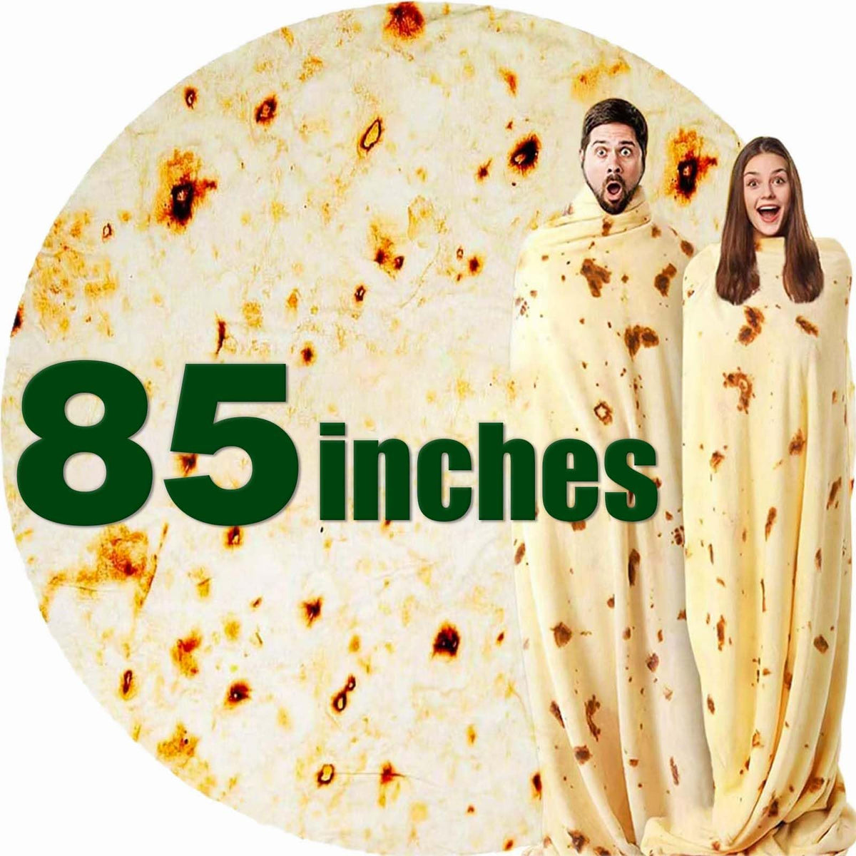 Acteb 85in burrito blanket rolled up, perfect for party humor and cozy warmth.