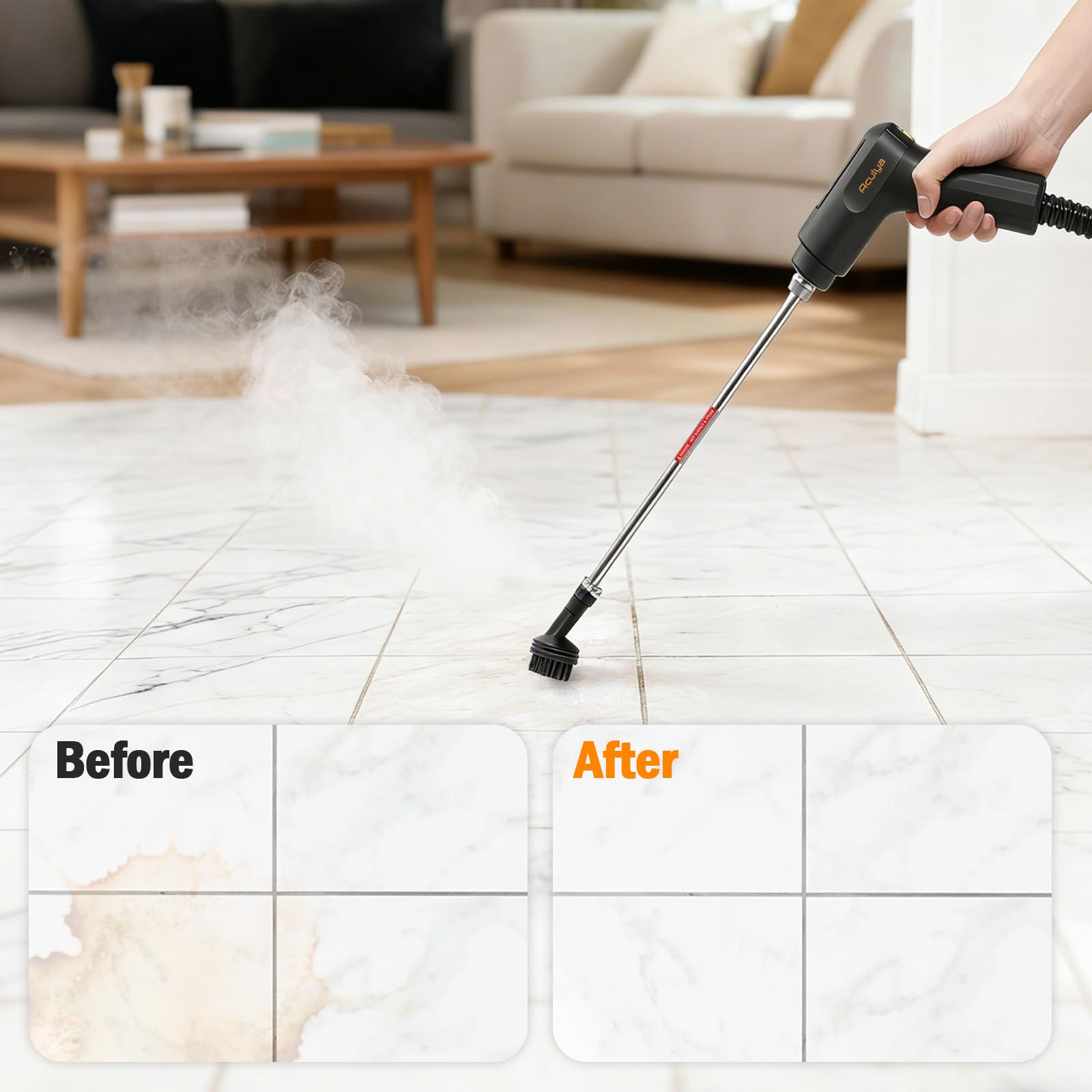 Aculya Life handheld steam cleaner suitable for kitchens, bathrooms, and cars.