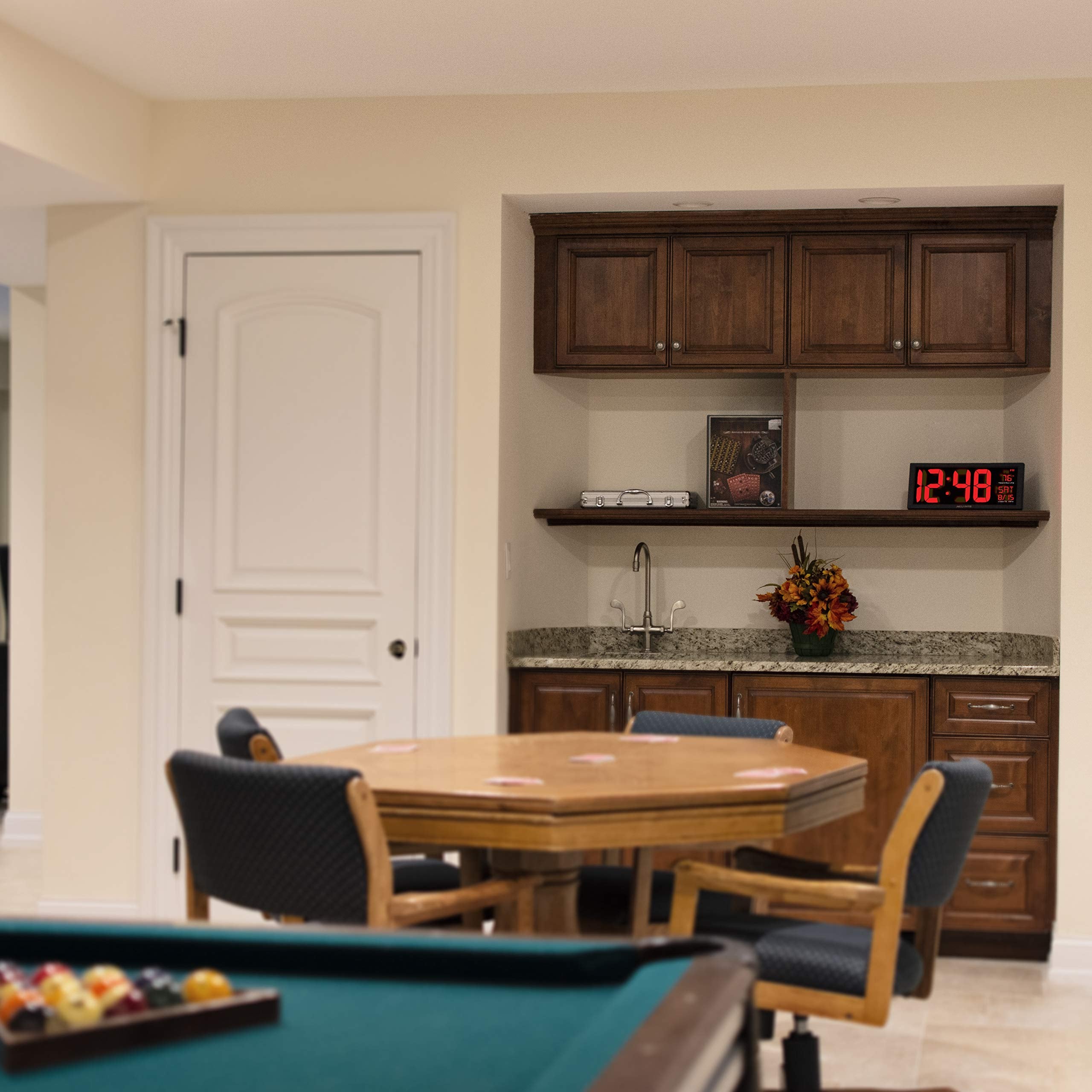 AcuRite clock powered by a 9-foot adapter with integrated cord storage