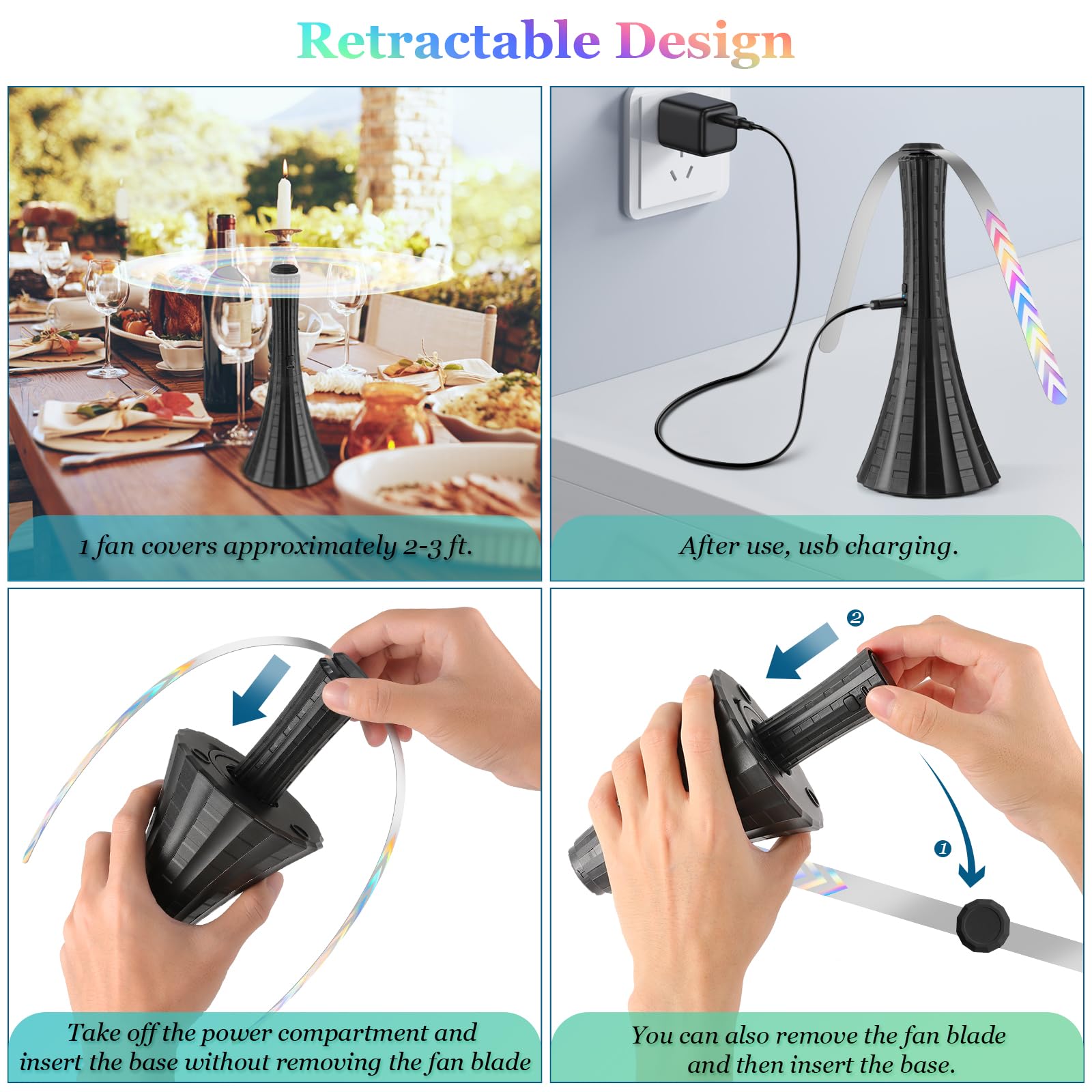 Adawook 6pcs fly fan pack convenient set for picnics, camping, and fishing trips