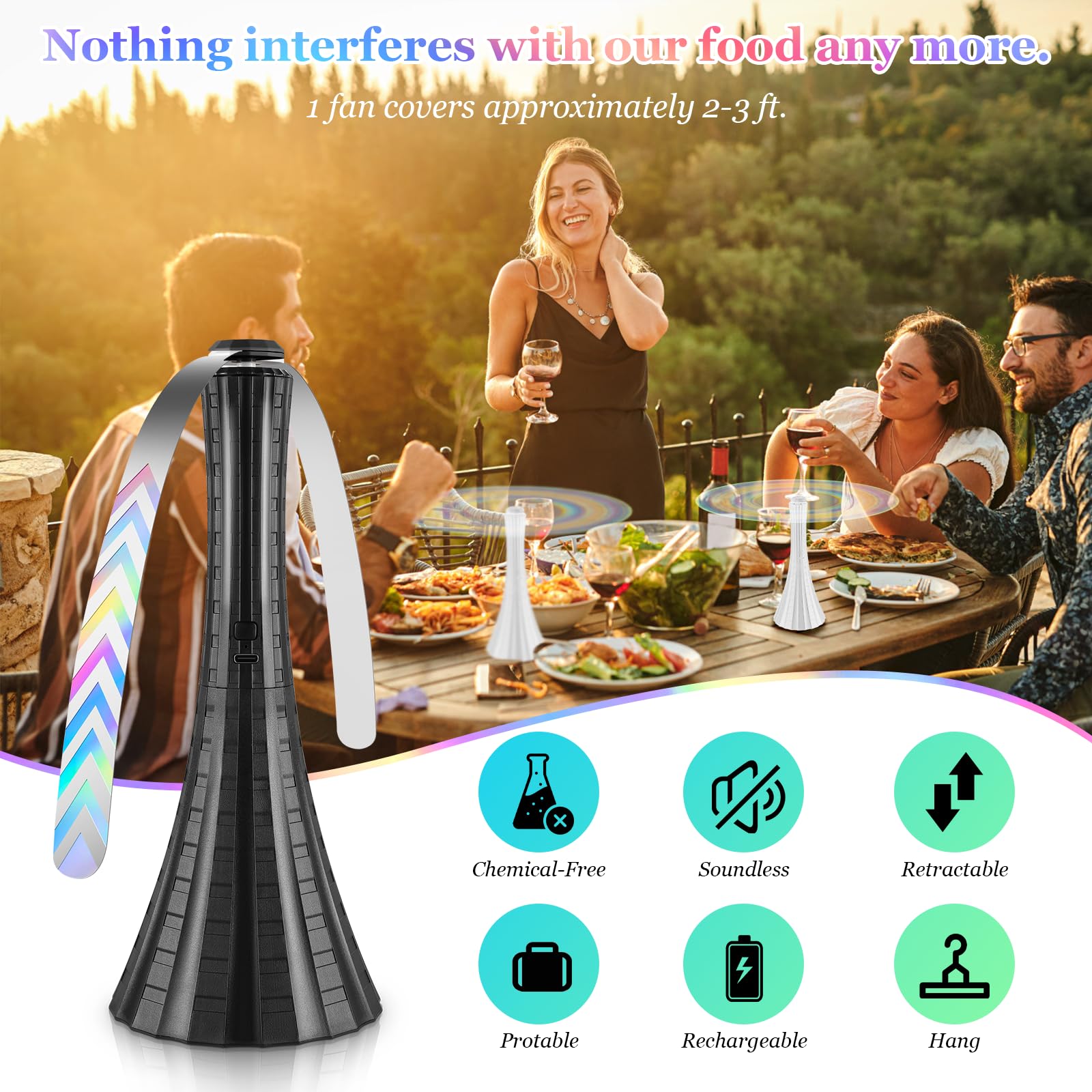 Adawook soft blade bug fan for safe operation around children and utensils.