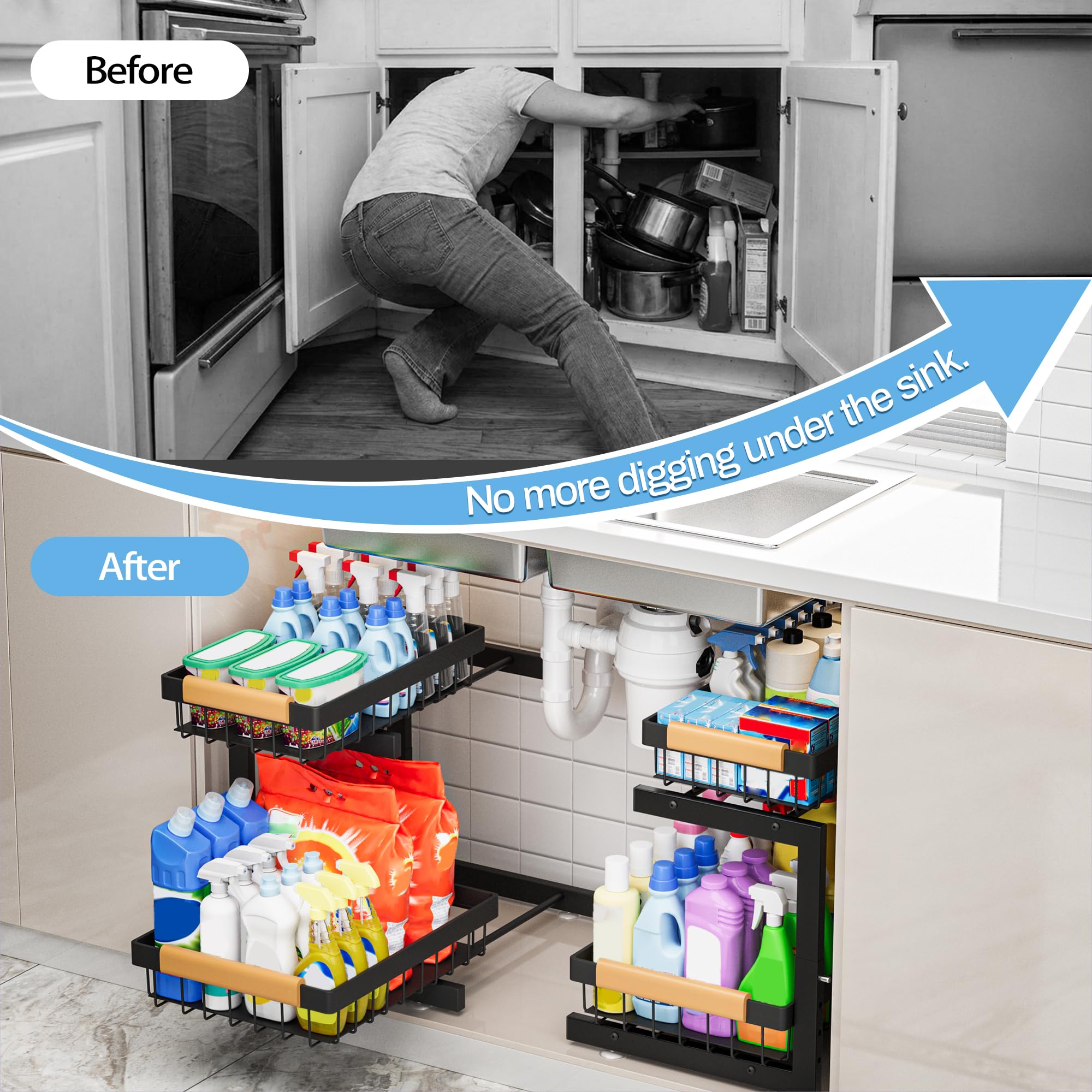 ADBIU versatile 2-pack fits bathroom, kitchen, vanity, and laundry storage.