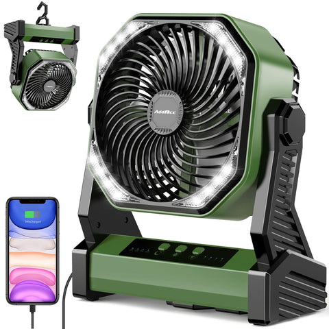 AddAcc 20000mAh camping fan battery powering off-grid comfort on outdoor adventures.
