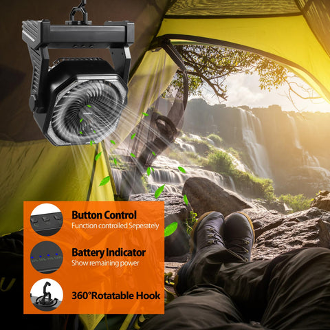 AddAcc AMACOOL whisper-quiet fan suitable for quiet sleep at a campsite.
