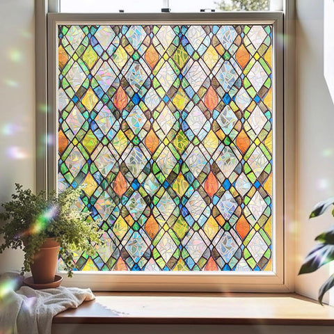 ADD.HERES Rainbow Crystal Shards window film reflecting sunlight for vibrant privacy
