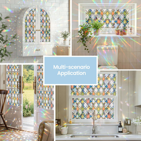 ADD.HERES stained-glass look window film adds artistic color for stylish rooms