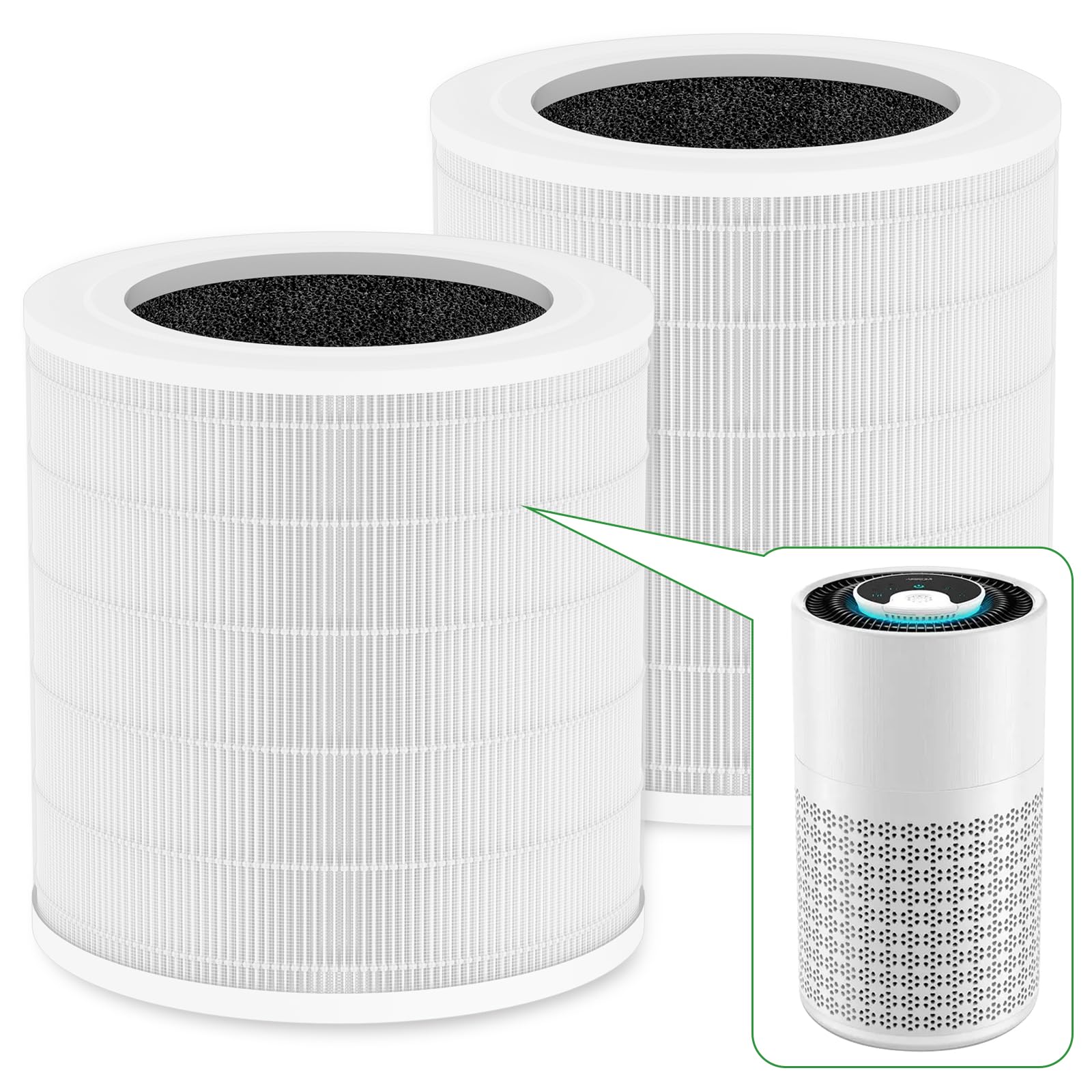 Addubeau A2001 filter front view highlighting 3-in-1 filtration for purer air