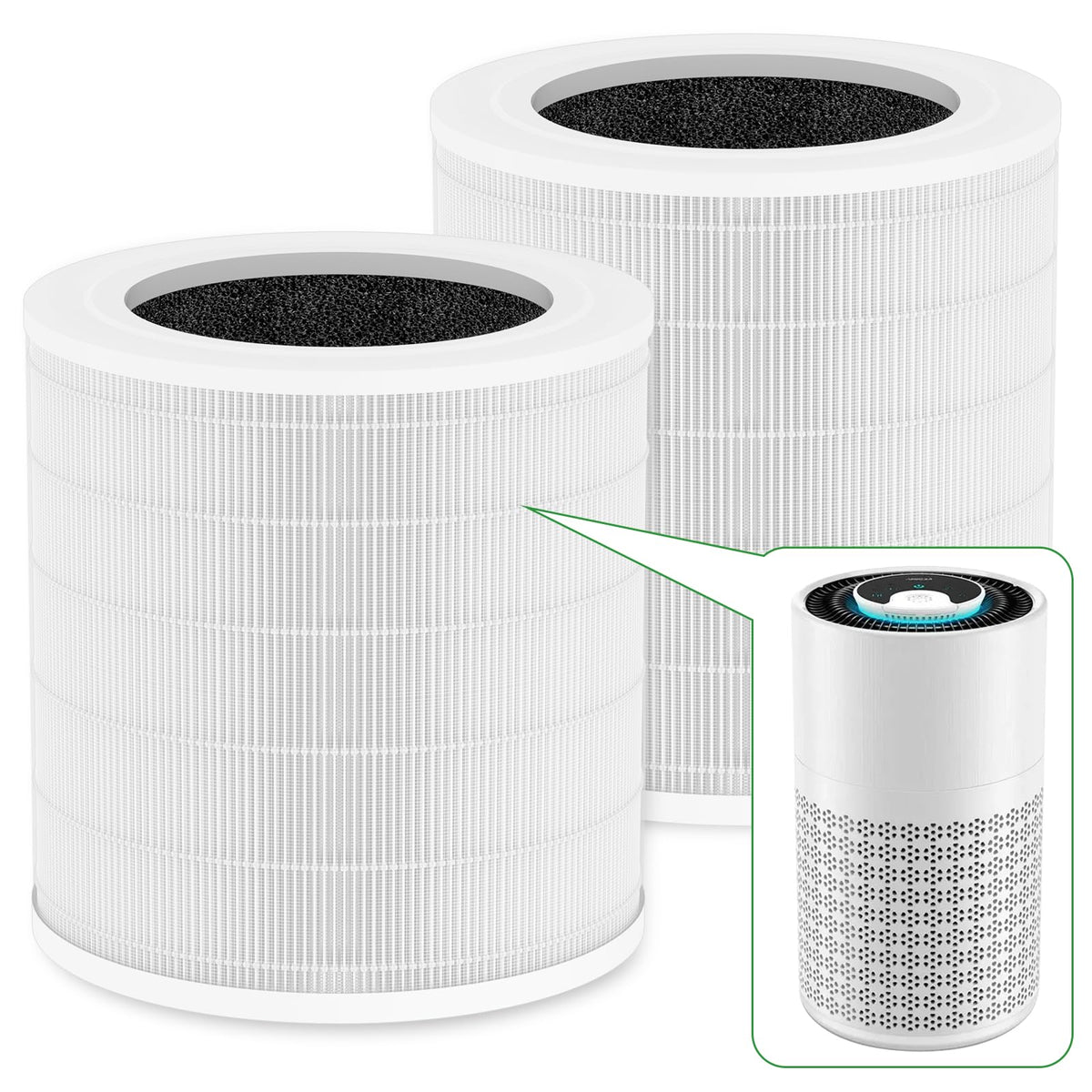 Addubeau A2001 filter front view highlighting 3-in-1 filtration for purer air