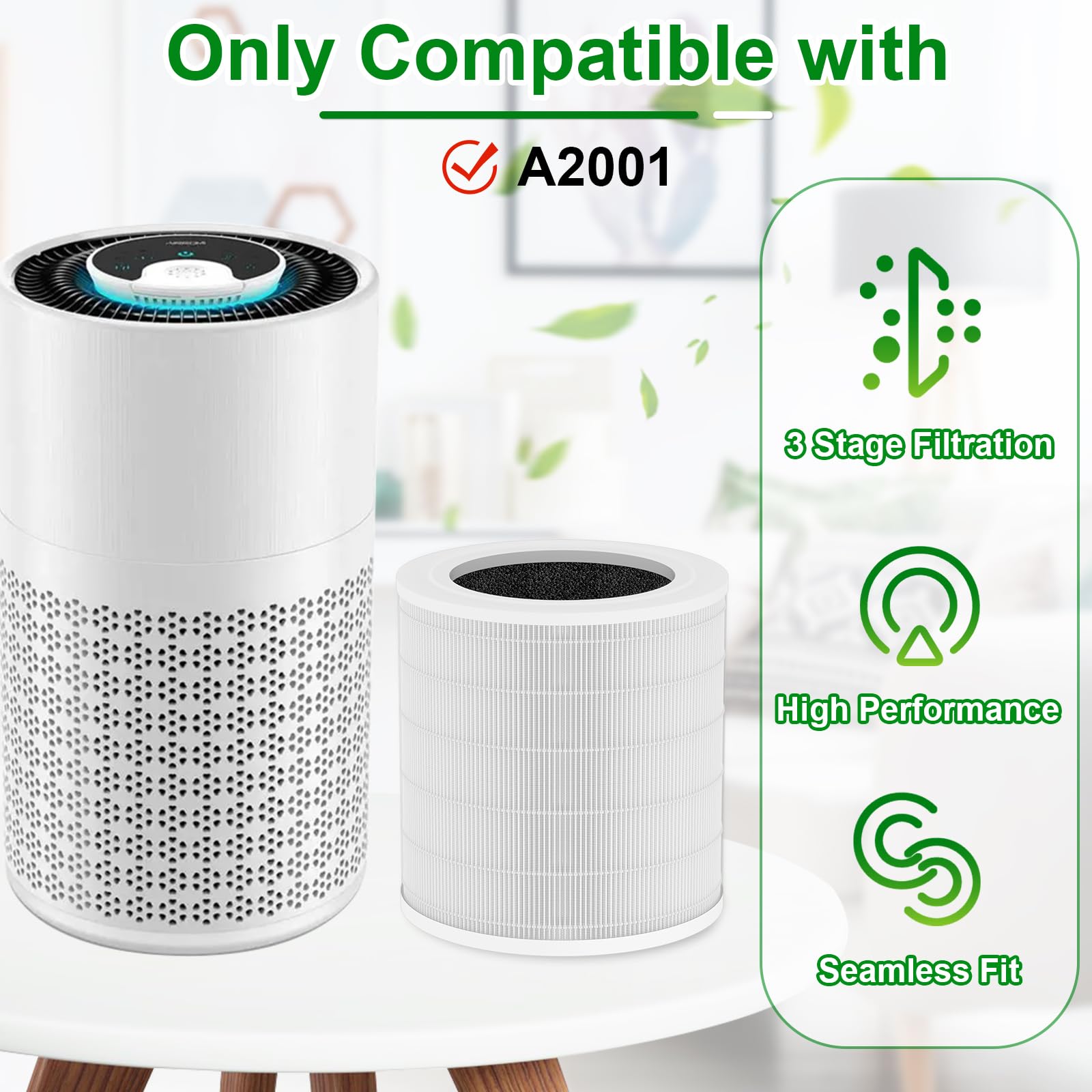 Addubeau A2001 filter installed inside Airromi purifier showing seamless fit