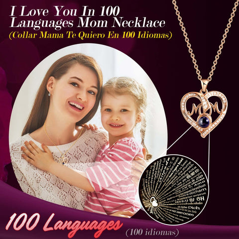 ADDWel 100 languages I Love You necklace with hidden message reveal