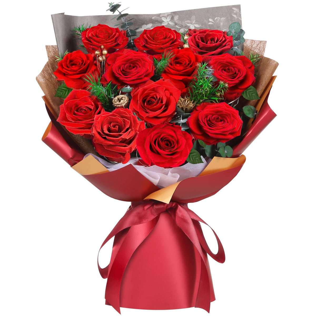 ADDWel 12 preserved roses bouquet on display showing lasting color