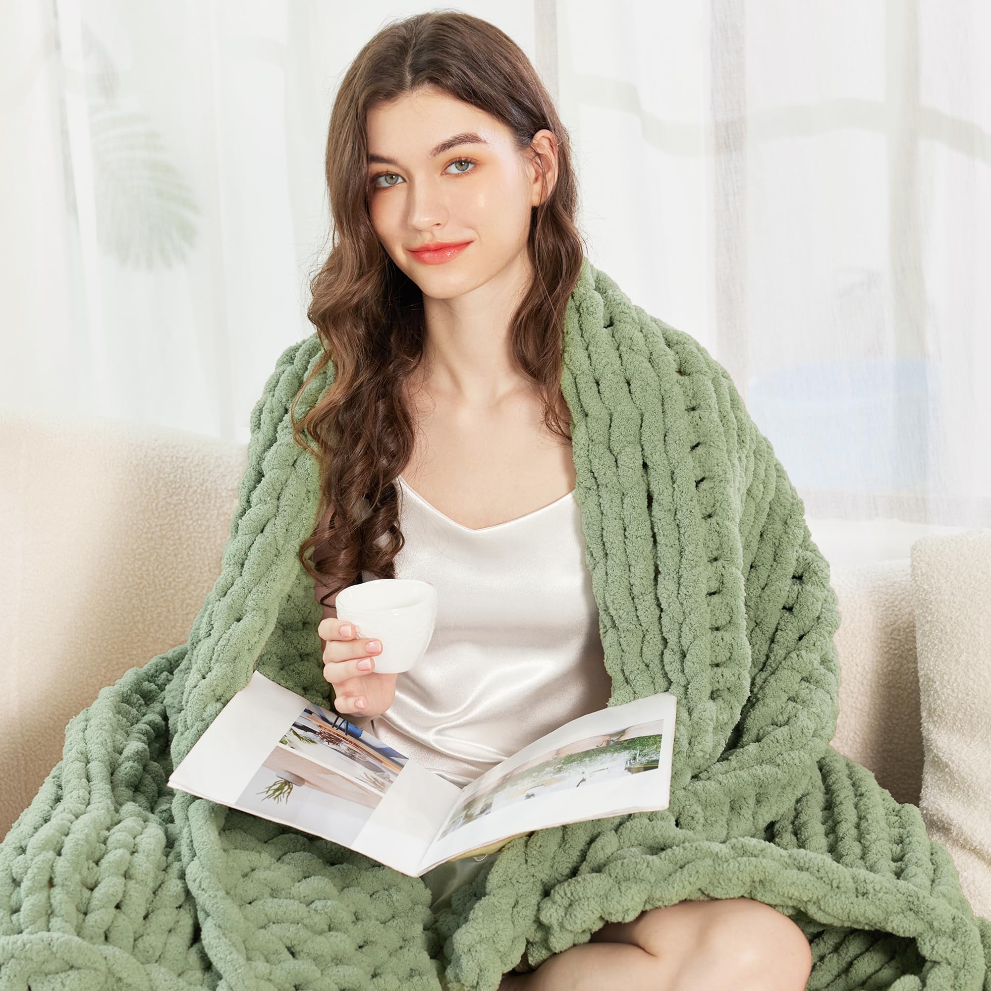 Admitrack knit blanket on chair elevates living space with soft texture.