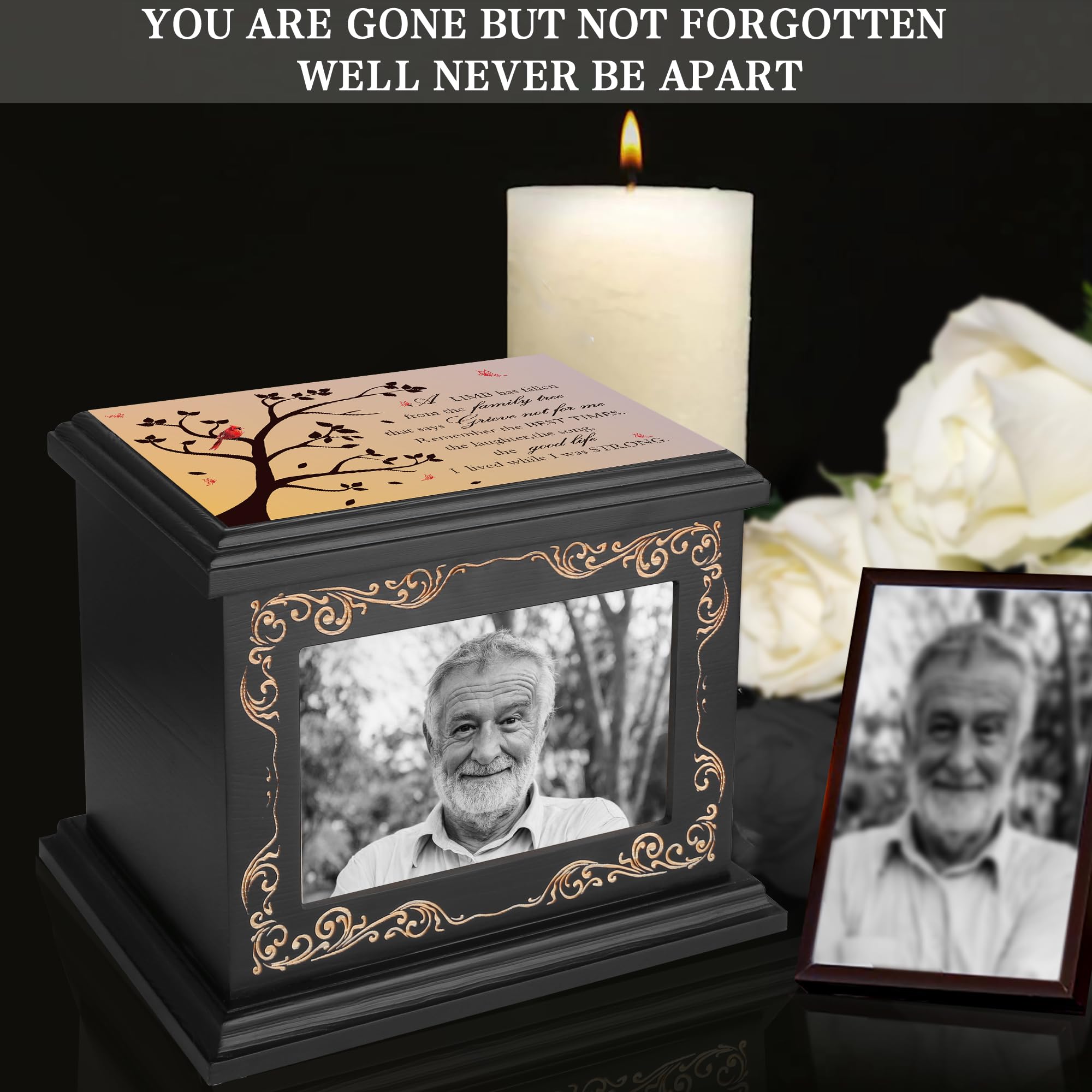 ADMLC Cremation Urn 6x4 photo slot supports a personal memory