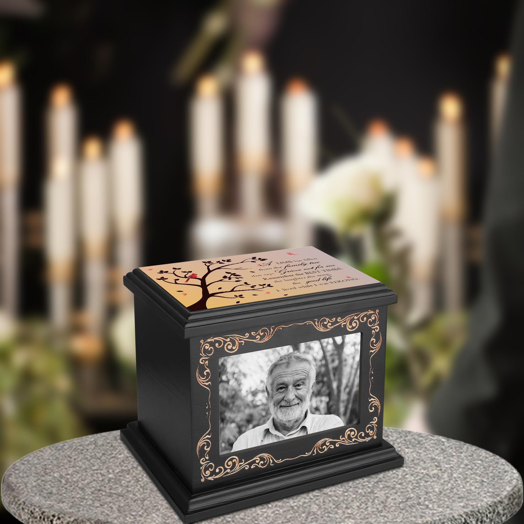 ADMLC Cremation Urn natural pine finish conveys warmth for memorial display