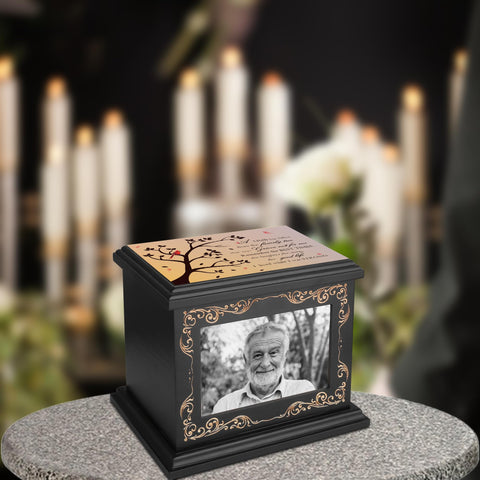 ADMLC Cremation Urn natural pine finish conveys warmth for memorial display