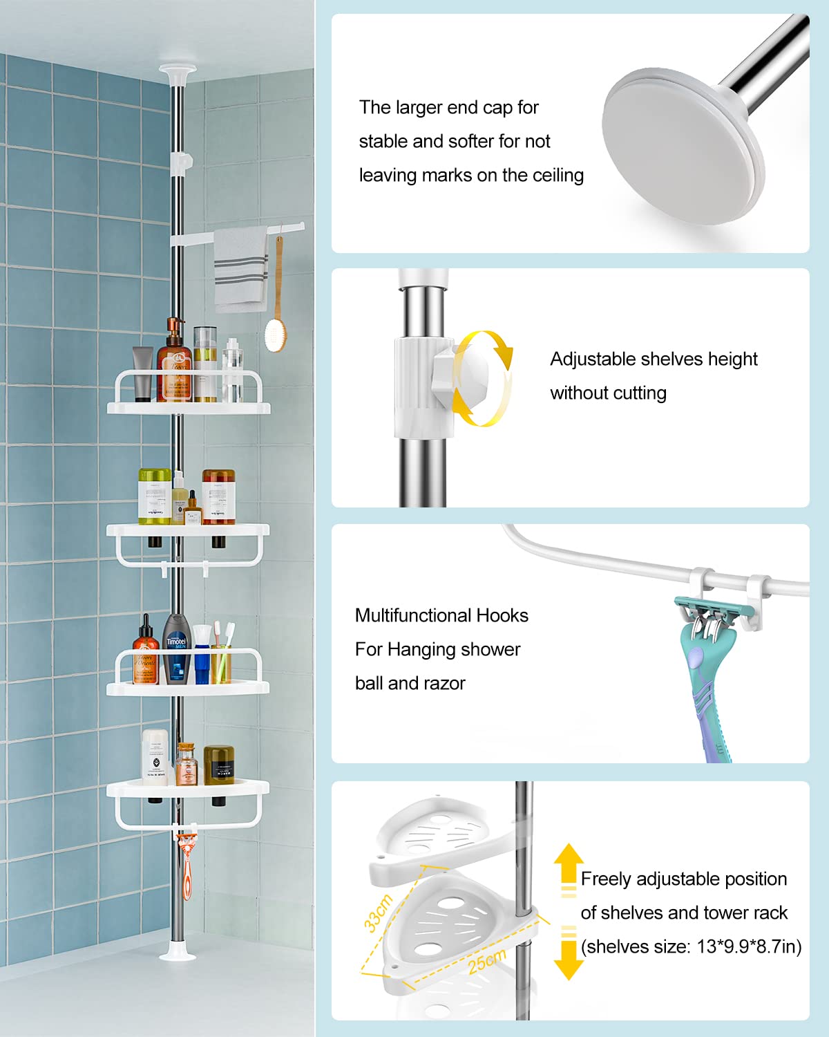 ADOVEL rustproof bathroom storage suitable for showers and other wet spaces.