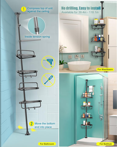 ADOVEL versatile corner shelf fits bathrooms, kitchens, balconies.
