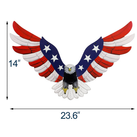 Adroiteet metal wall sculpture of bald eagle, weather-resistant for sun, rain, and wind.