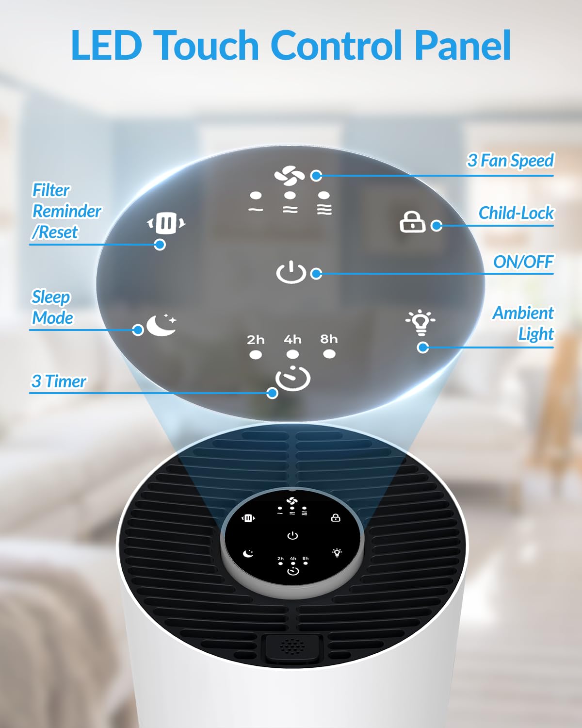 ADTARK air purifier aroma function enables calming room fragrance.