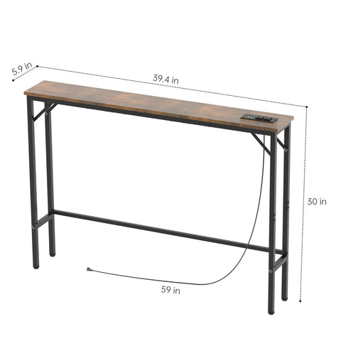 Aduanbang console table side view shows slim profile for narrow gaps