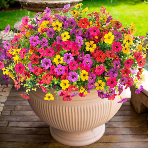 ADXORA 24 bundle red artificial flowers outdoor bouquet for vibrant porch decor.