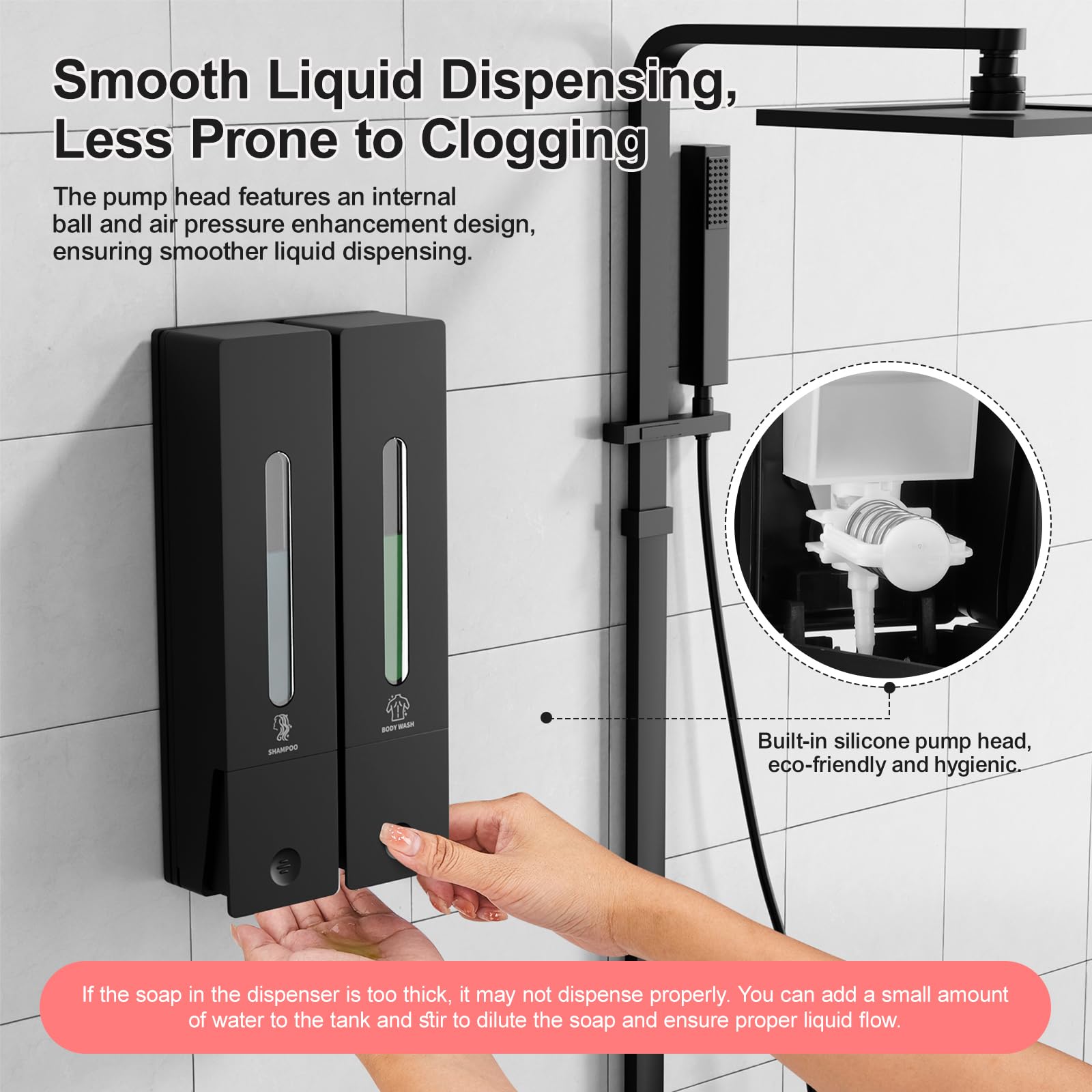 Aeakey no-drill installation shower dispenser setup without wall damage in bathrooms or hotels.
