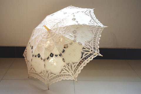 AEAOA bridal accessory parasol ivory complements vintage wedding attire