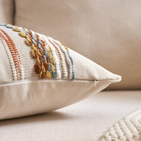 Aeckself orange-white throw pillow cover soft chenille feel for cozy corners.