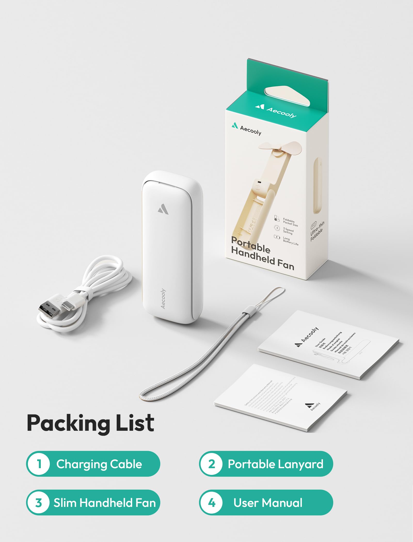 Aecooly Slim Fan gift-ready set ideal for women.