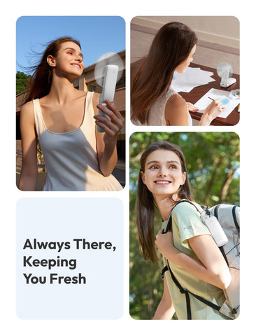 Aecooly slim fan in handheld use, cool breeze anywhere.