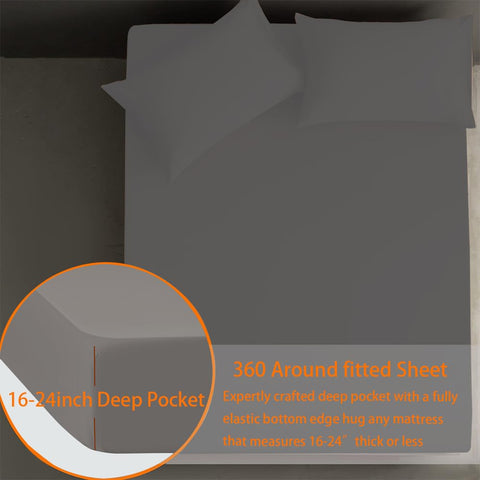 AEHISDHIE deep-pocket design on queen sheet demonstrates secure fit for 16-24 inch mattresses