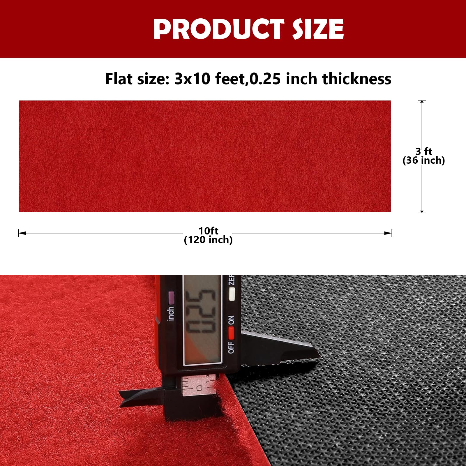 AEHISDHIE red carpet runner backing detail shows secure grip on floor