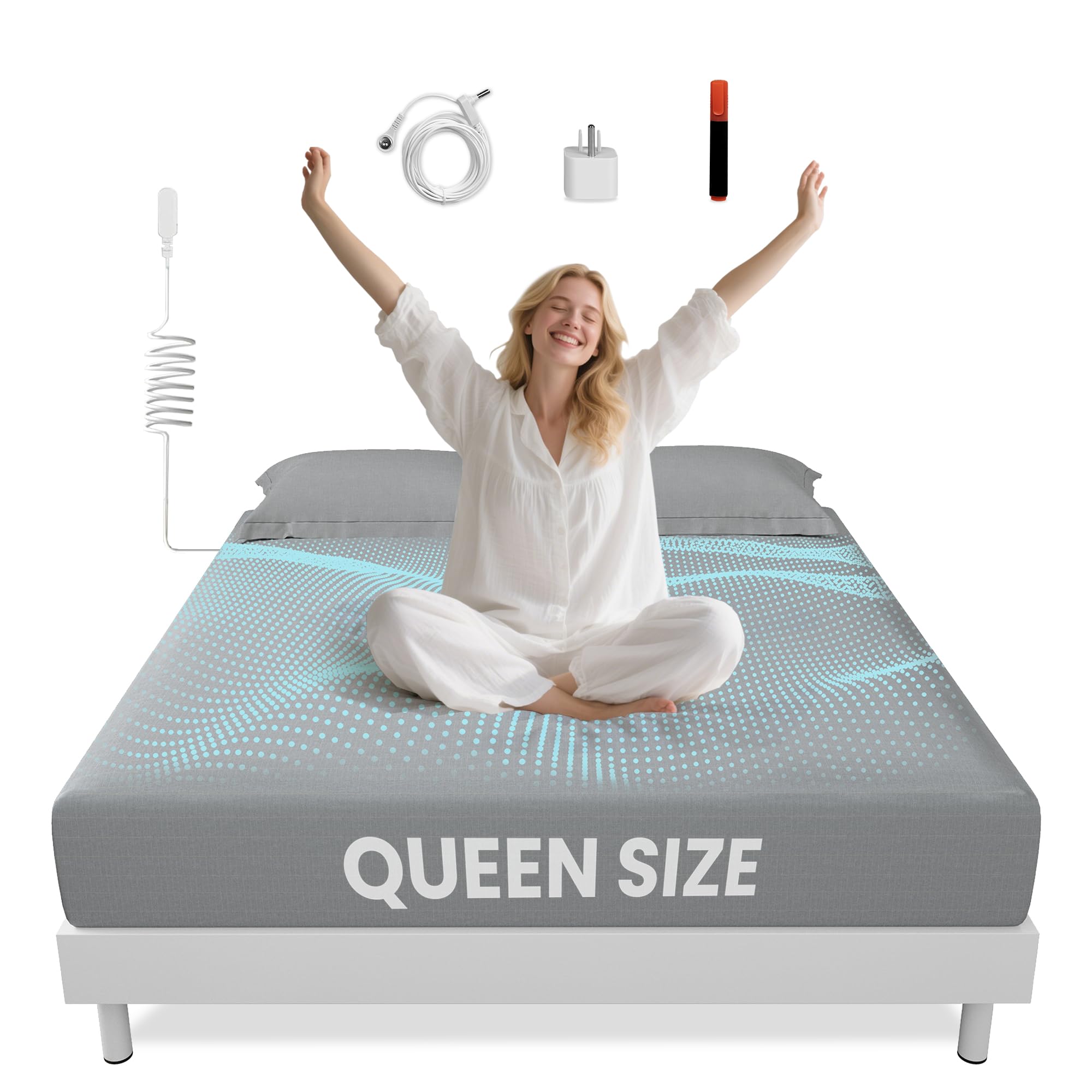 Aekenr grounding sheets gray queen bed cover on a made bed promotes grounded sleep