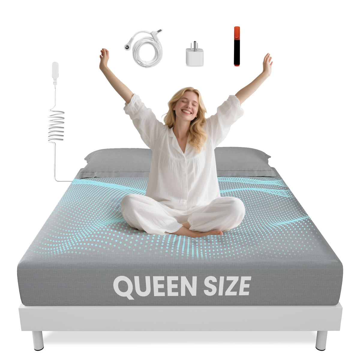 Aekenr grounding sheets gray queen bed cover on a made bed promotes grounded sleep