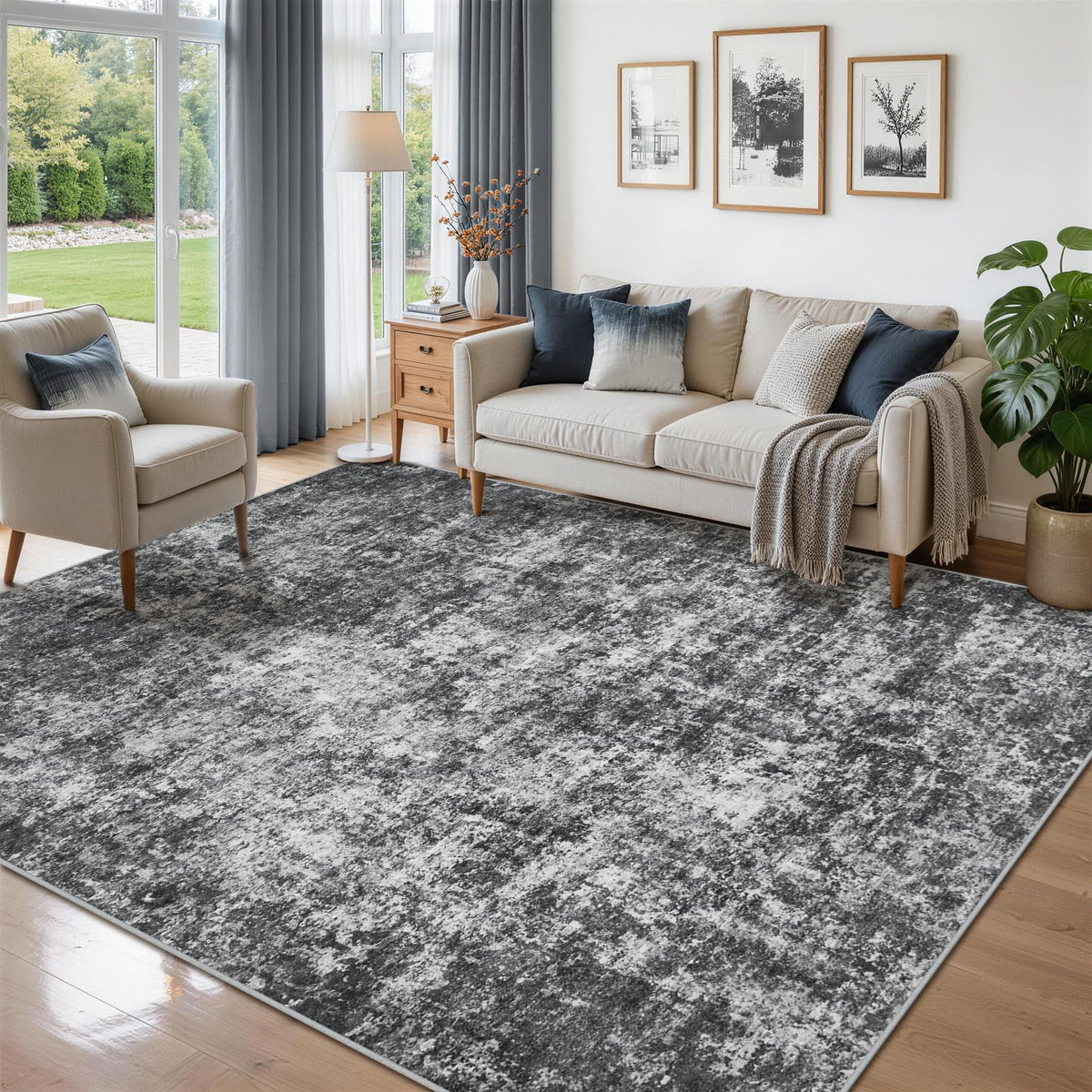 Aelenmu 5x7 rug with abstract soft texture for cozy living rooms.