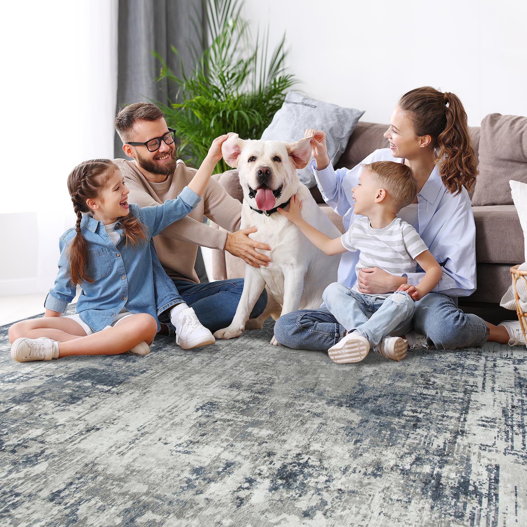 Aelenmu 8x10 area rug blue-grey pattern enhances modern decor