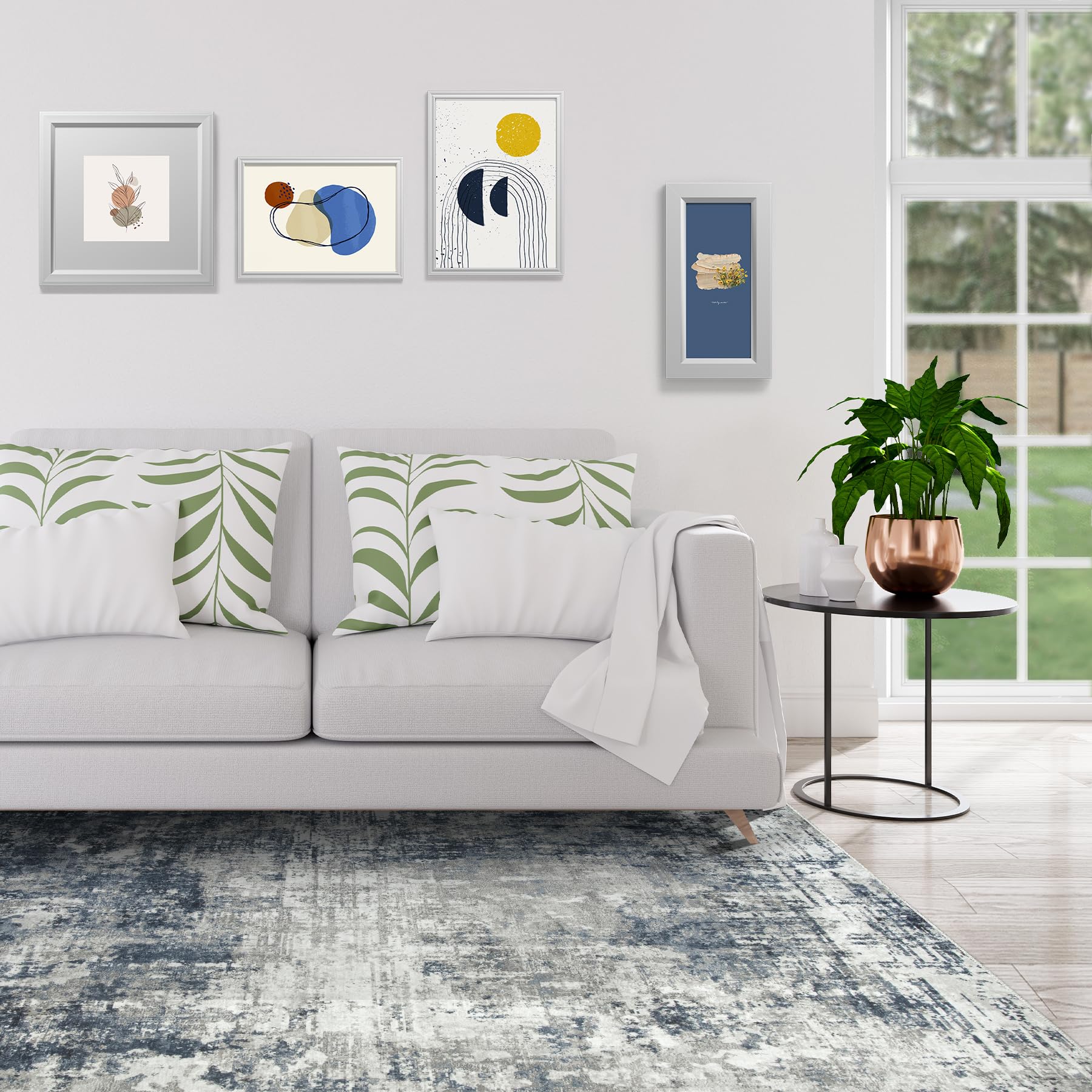 Aelenmu 8x10 area rug in blue-grey pattern adds versatile style