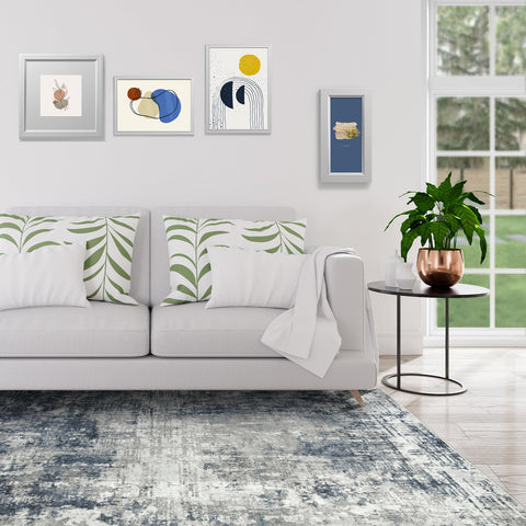 Aelenmu 8x10 area rug in blue-grey pattern adds versatile style