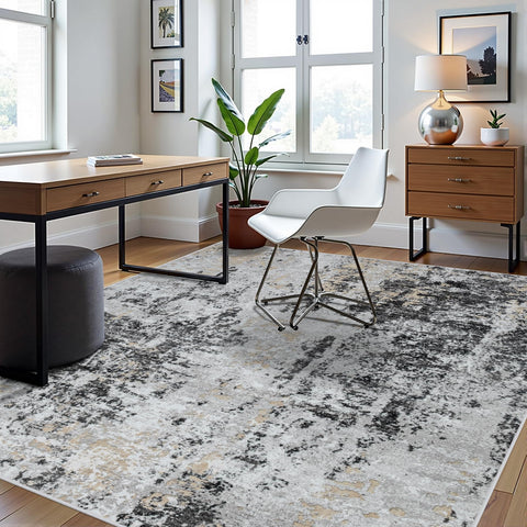 Aelenmu rug with non-slip backing helps keep high-traffic areas stable.