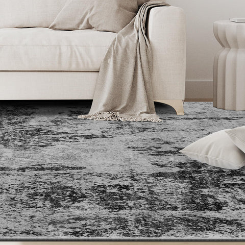Aelenmu abstract rug complements home offices with subtle elegance and cozy atmosphere.