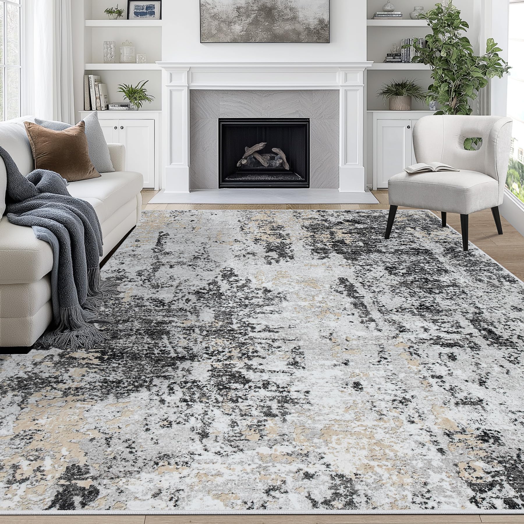 Aelenmu 8x10 rug close-up reveals soft faux-wool texture for cozy underfoot comfort.