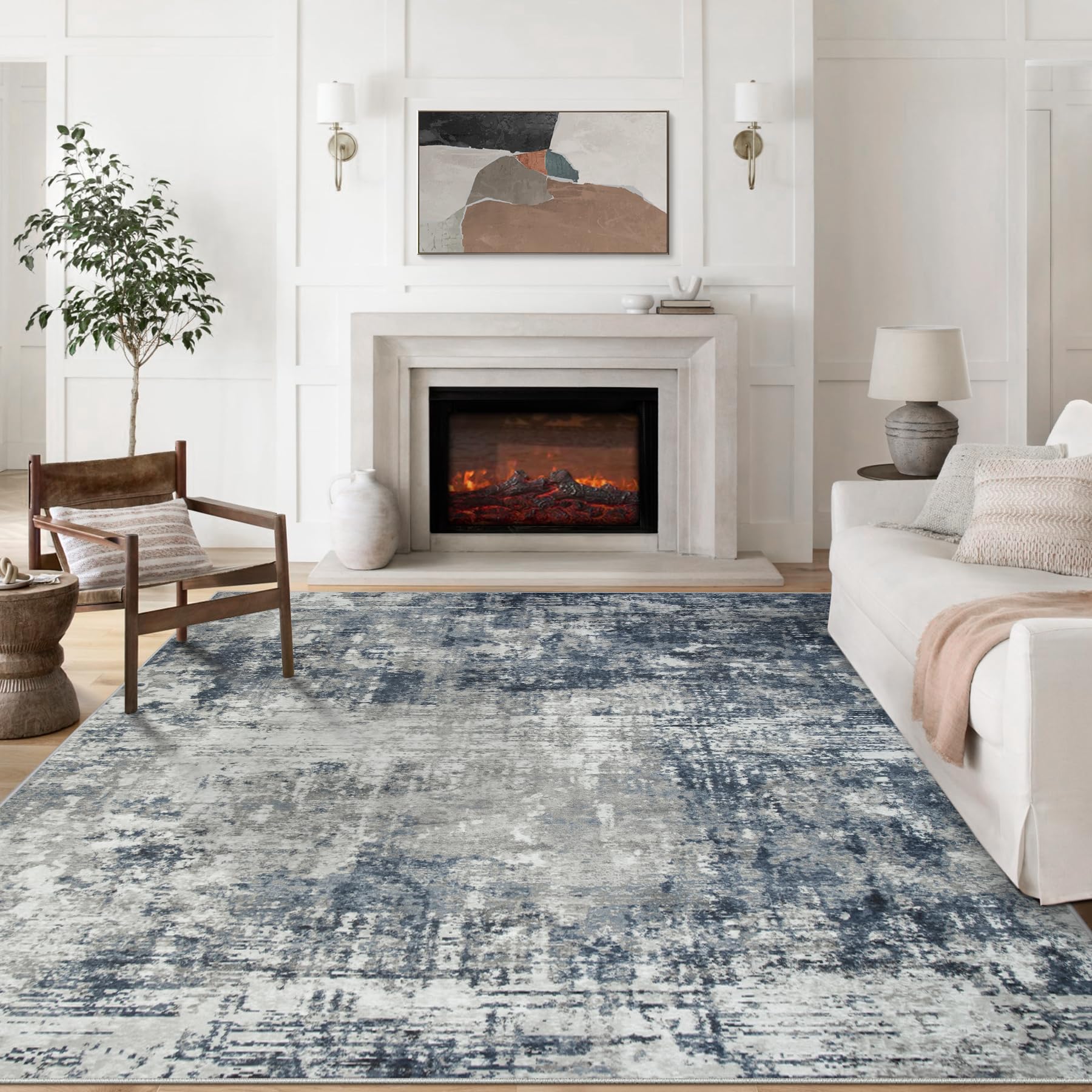 Aelenmu 8x10 area rug with soft-pile finish for cozy living room comfort
