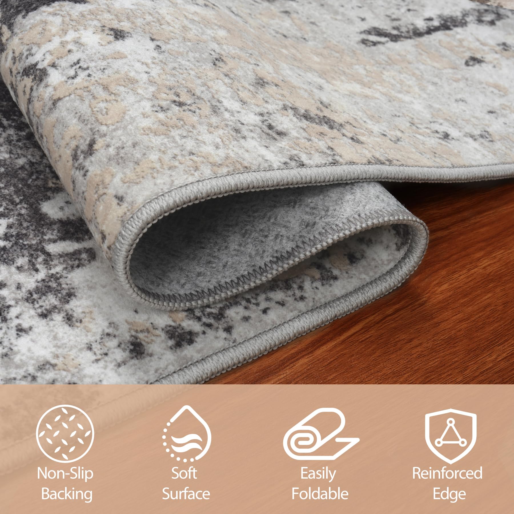 Aelenmu washable rug ready for machine cleaning simplifies upkeep after spills.