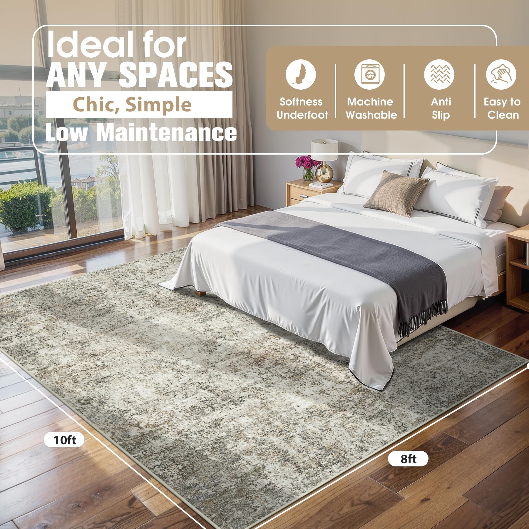 Aelenmu non-slip rug with upgraded backing keeps your dining area safe.