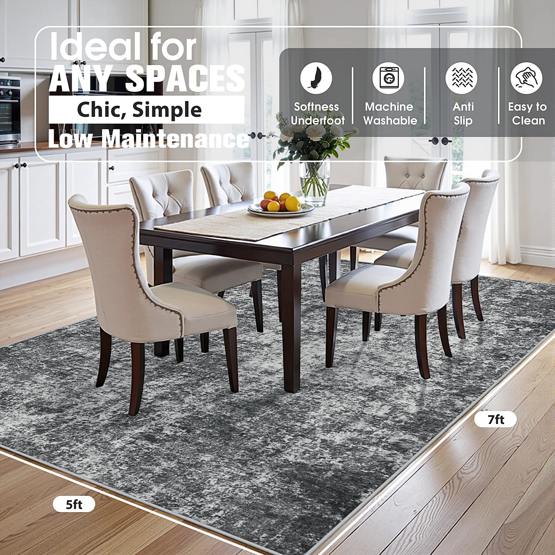 Aelenmu living-room rug with non-slip backing to keep floors safe.