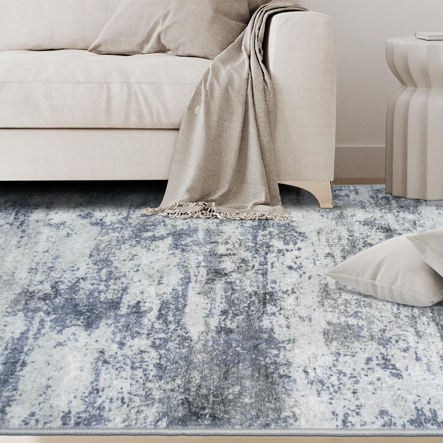 Aelenmu rug with non-slip backing helps prevent sliding on wood floors.