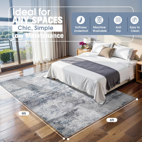 Aelenmu washable 6x9 rug ideal for quick cleanups after meals.