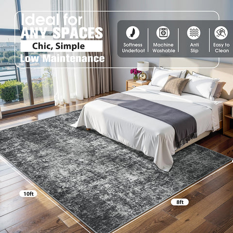 Aelenmu washable 8x10 area rug with soft fibers for easy maintenance